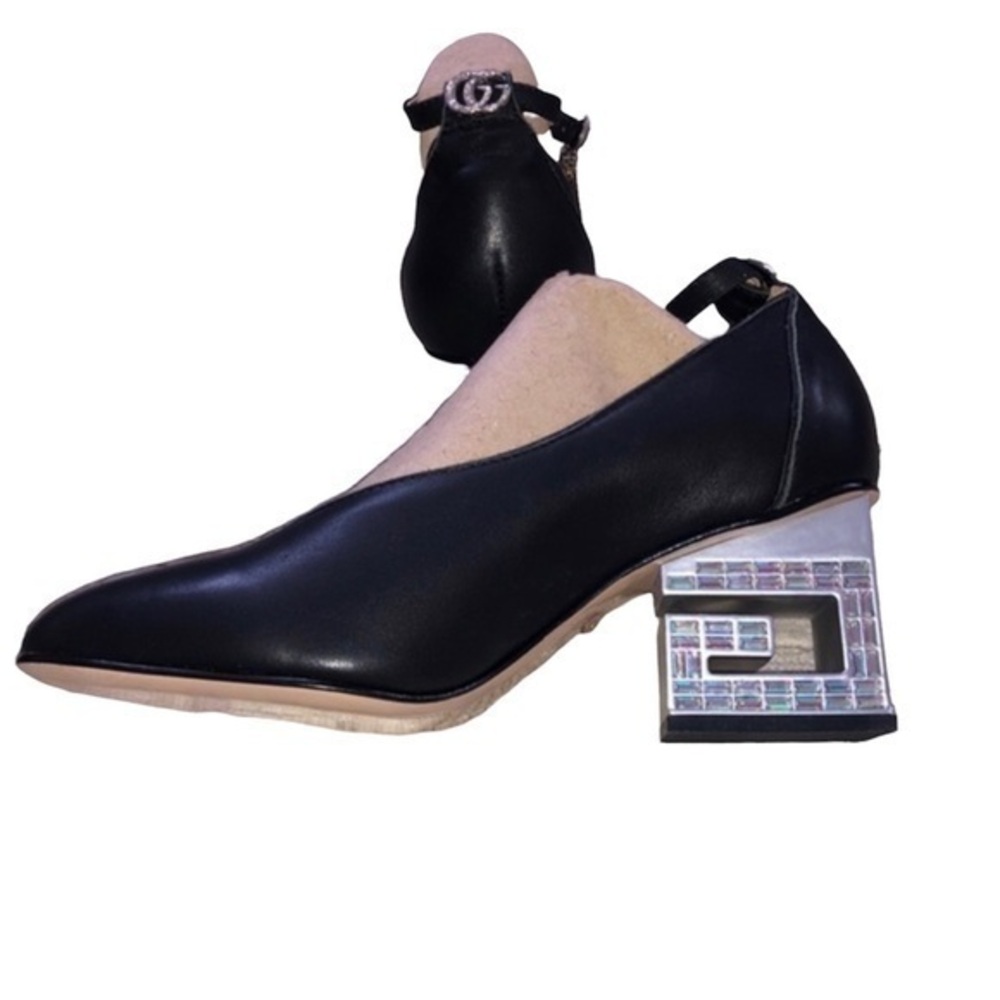 Gucci Amber G Block Rhinestone Heels